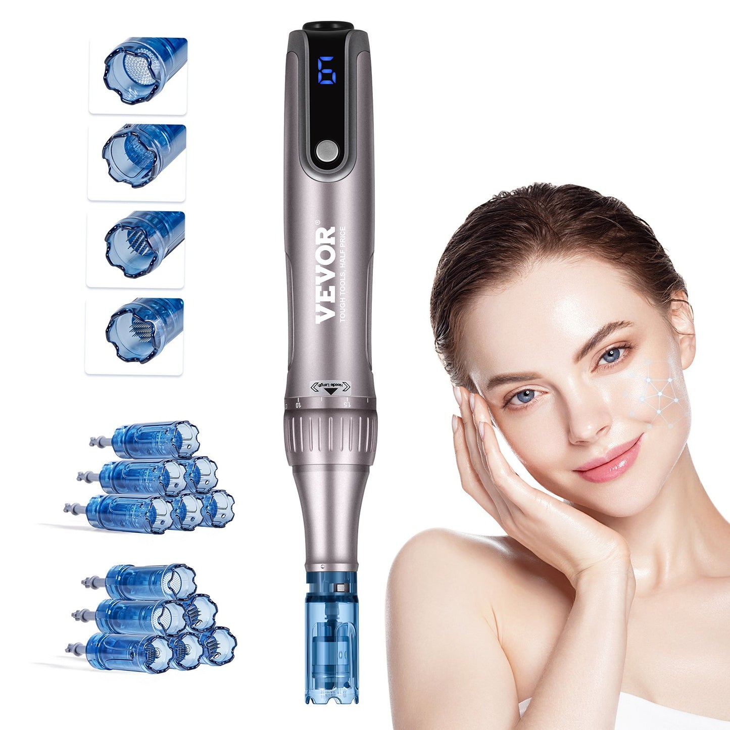M8S Professional Microneedling Pen 6-Speed Electric Beauty Pen 12 nålar