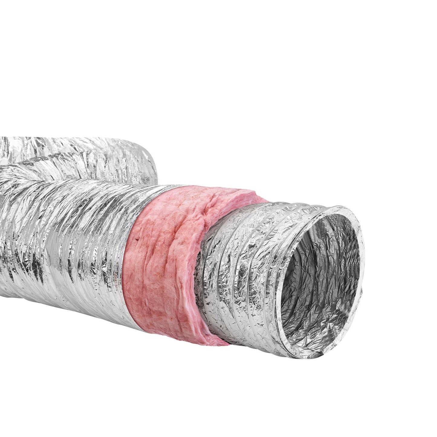Torkventilationsslang, 203,2 MM isolerad flexibel kanal 7,62 M lång med 2 kanalklämmor, kraftigt trelagersskydd för VVS Värmekylning Ventilation och utblås, R-6.0 Flammotståndsvärde