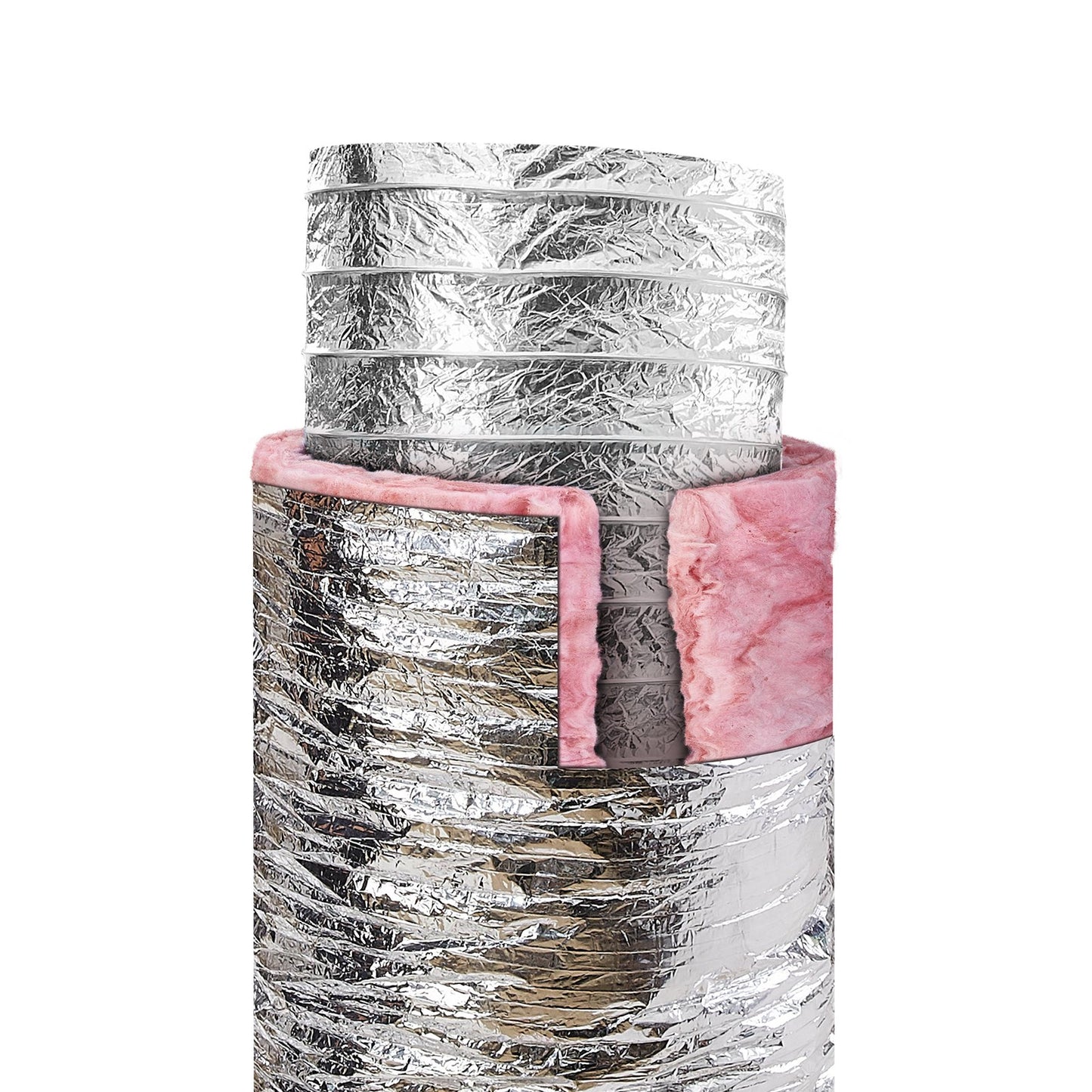 Torkventilationsslang, 203,2 MM isolerad flexibel kanal 7,62 M lång med 2 kanalklämmor, kraftigt trelagersskydd för VVS Värmekylning Ventilation och utblås, R-6.0 Flammotståndsvärde