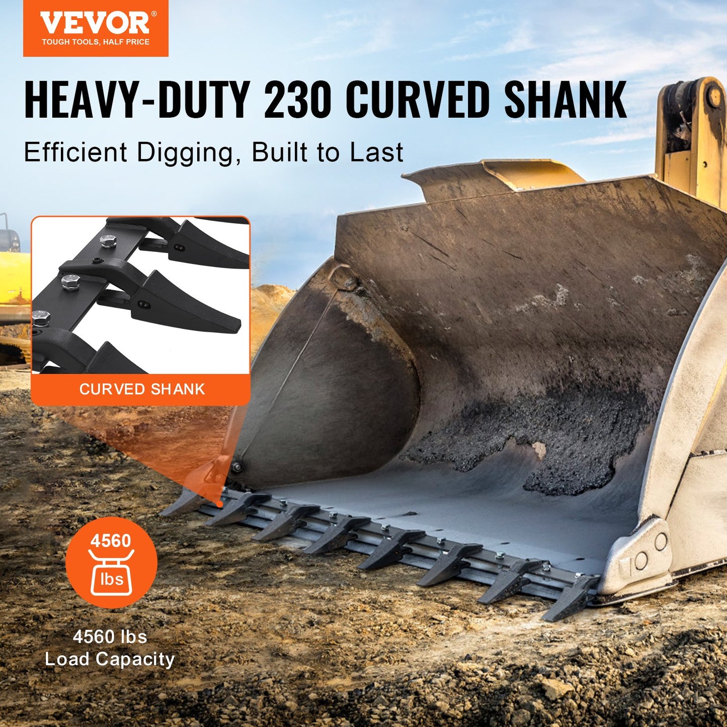 Skoptandstång, 66'', kraftig traktorskopa 8-tandsstång för lastare Traktor Skidsteer, 4560 lbs lastbärande kapacitet Bolt-på-design, för effektiv jordgrävning och skopaskydd
