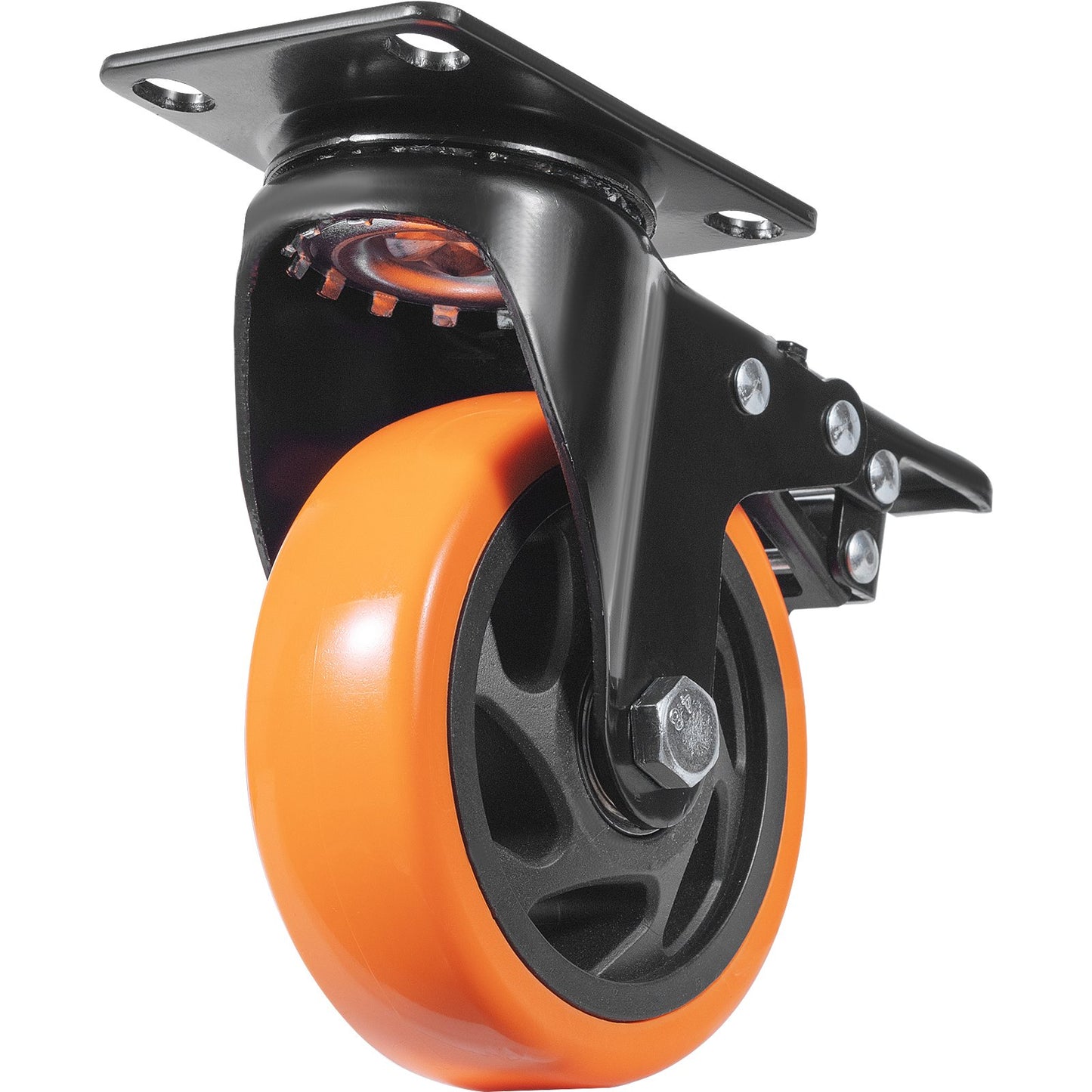 Caster Wheels, 4 Inch Swivel Disc Wheels, Set of 4, with Safety A/B Locking No Noise PVC Wheels, Heavy Duty 350 lbs Load Capacity Per Wheel, Non-Marking Wheels for Workbench Cart Furniture