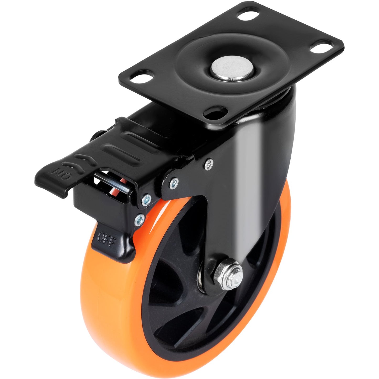 Caster Wheels, 4 Inch Swivel Disc Wheels, Set of 4, with Safety A/B Locking No Noise PVC Wheels, Heavy Duty 350 lbs Load Capacity Per Wheel, Non-Marking Wheels for Workbench Cart Furniture