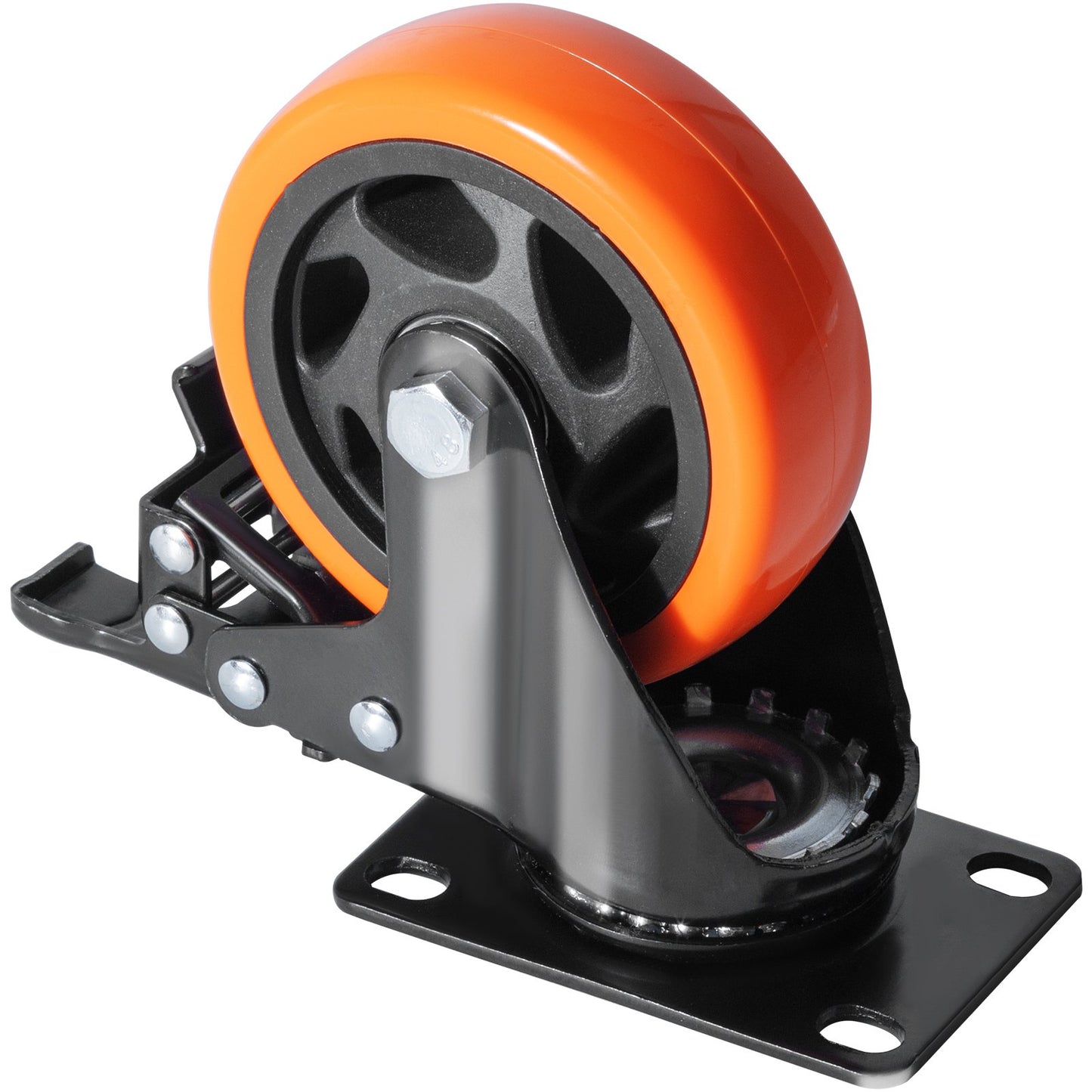 Caster Wheels, 4 Inch Swivel Disc Wheels, Set of 4, with Safety A/B Locking No Noise PVC Wheels, Heavy Duty 350 lbs Load Capacity Per Wheel, Non-Marking Wheels for Workbench Cart Furniture