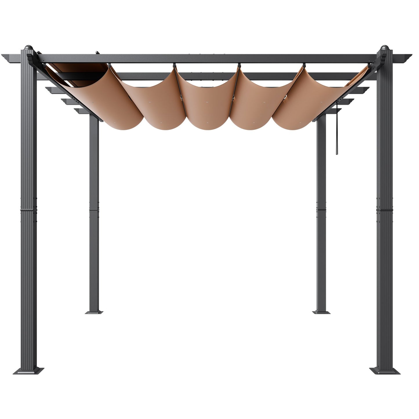 10'x10' utfällbar utomhuspergola med solskyddstak aluminiumbeige