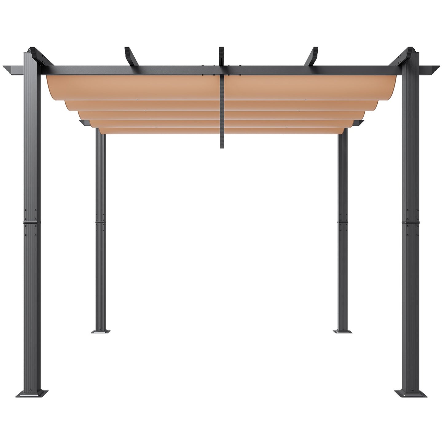 10'x10' utfällbar utomhuspergola med solskyddstak aluminiumbeige