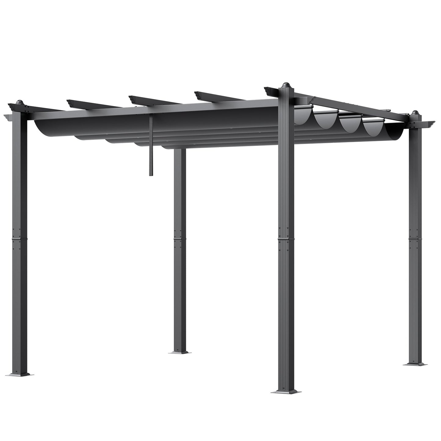 10'x10' retractable outdoor pergola with sunshade roof aluminum gray