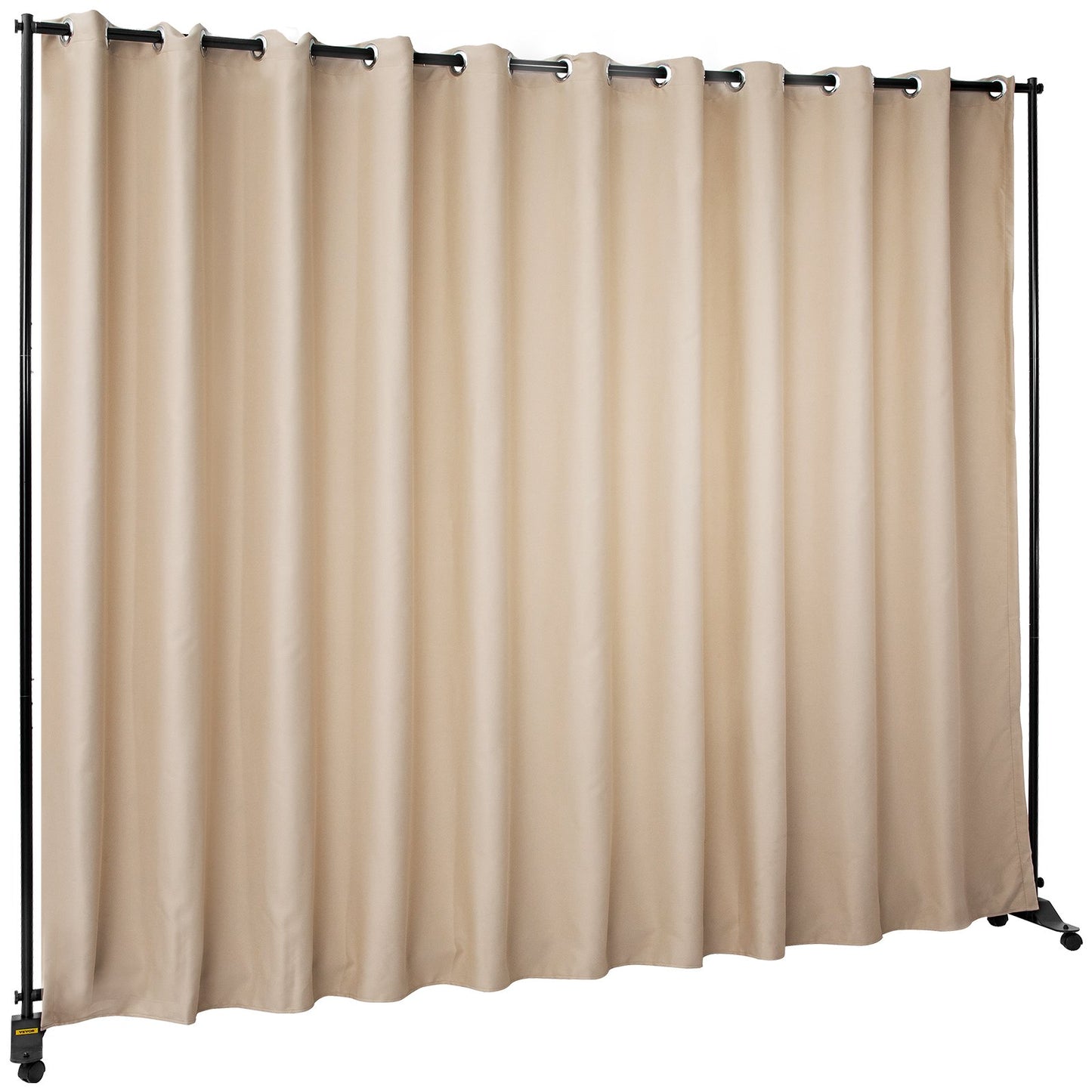 Gardinavdelare, 8 x 10 fot, 4 rullande hjul rumsavdelare, ram i aluminiumlegering, mörkläggningsgardin och bärbar Oxford-väska ingår, utbyggbar rumsavdelare för kontor, konferensbeige