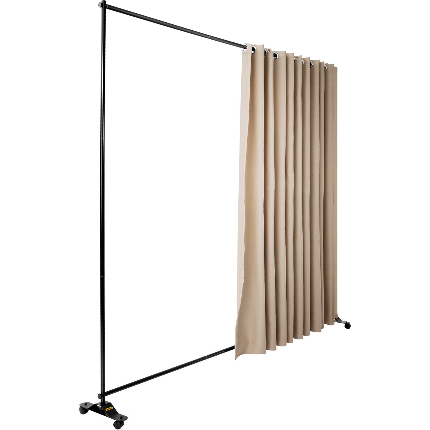 Gardinavdelare, 8 x 10 fot, 4 rullande hjul rumsavdelare, ram i aluminiumlegering, mörkläggningsgardin och bärbar Oxford-väska ingår, utbyggbar rumsavdelare för kontor, konferensbeige