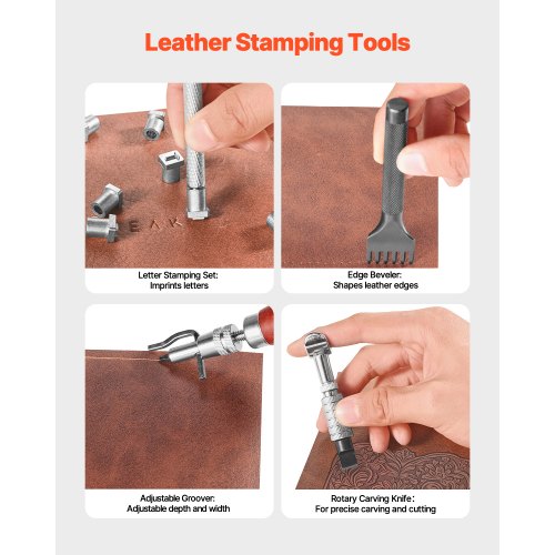 Leatherworking Tool Set 61 Pieces Engraving Punching Stamping Sewing Tools | EU
