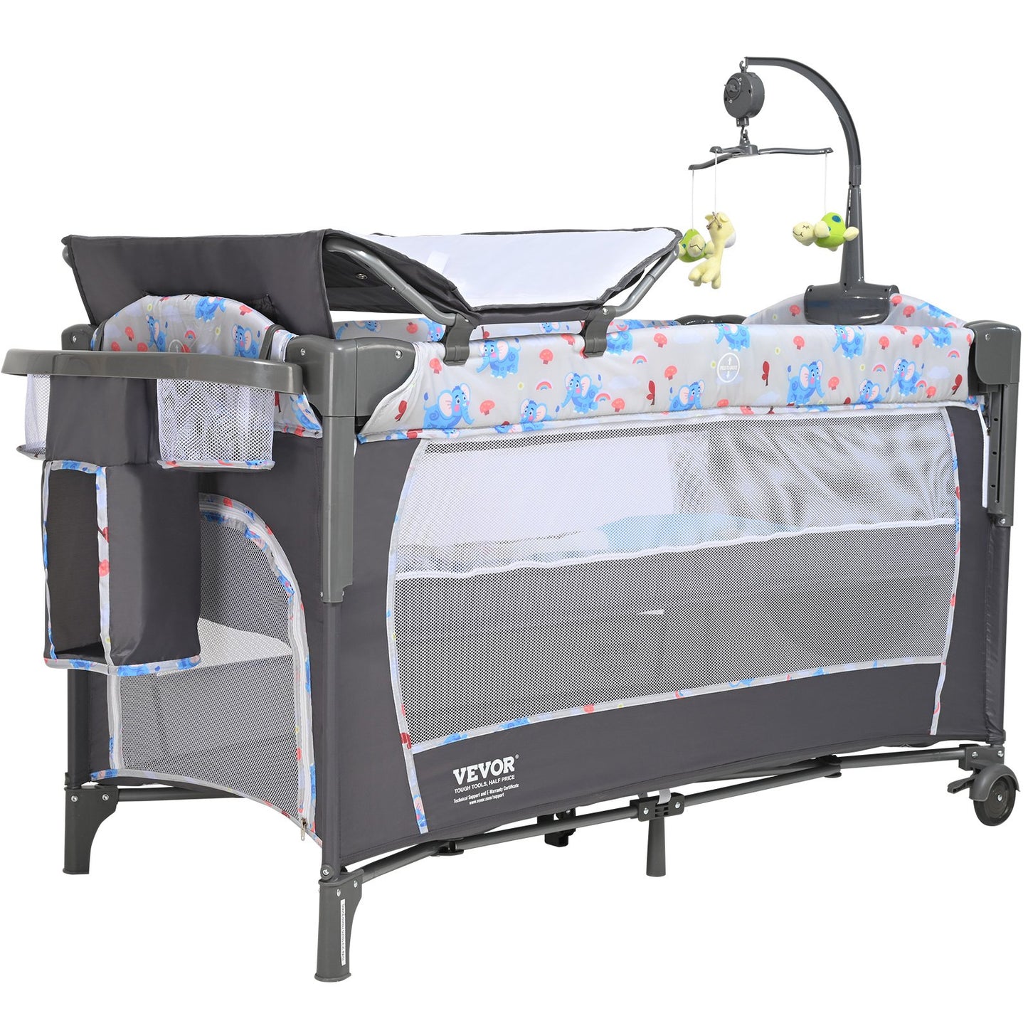 Baby Bassinet, 77 lbs Lastkapacitet, Lätt att vika ihop Bärbar Baby Bassinet Bedside Sleeper med förvaringskorg och hjul, Baby Cradle Bedside Spjälsäng med myggnät för nyfödd flicka pojke