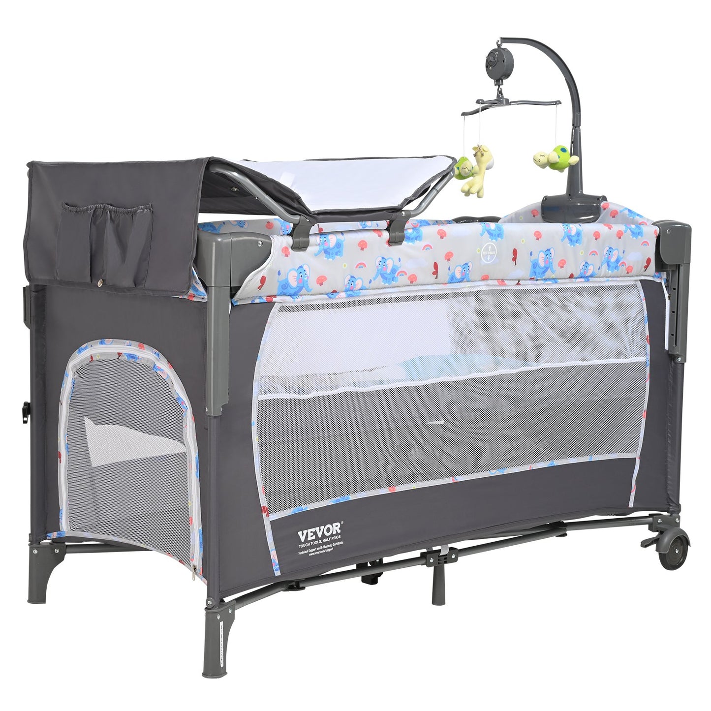 Baby Bassinet, 77 lbs Lastkapacitet, Lätt att vika ihop Bärbar Baby Bassinet Bedside Sleeper med förvaringskorg och hjul, Baby Cradle Bedside Spjälsäng med myggnät för nyfödd flicka pojke