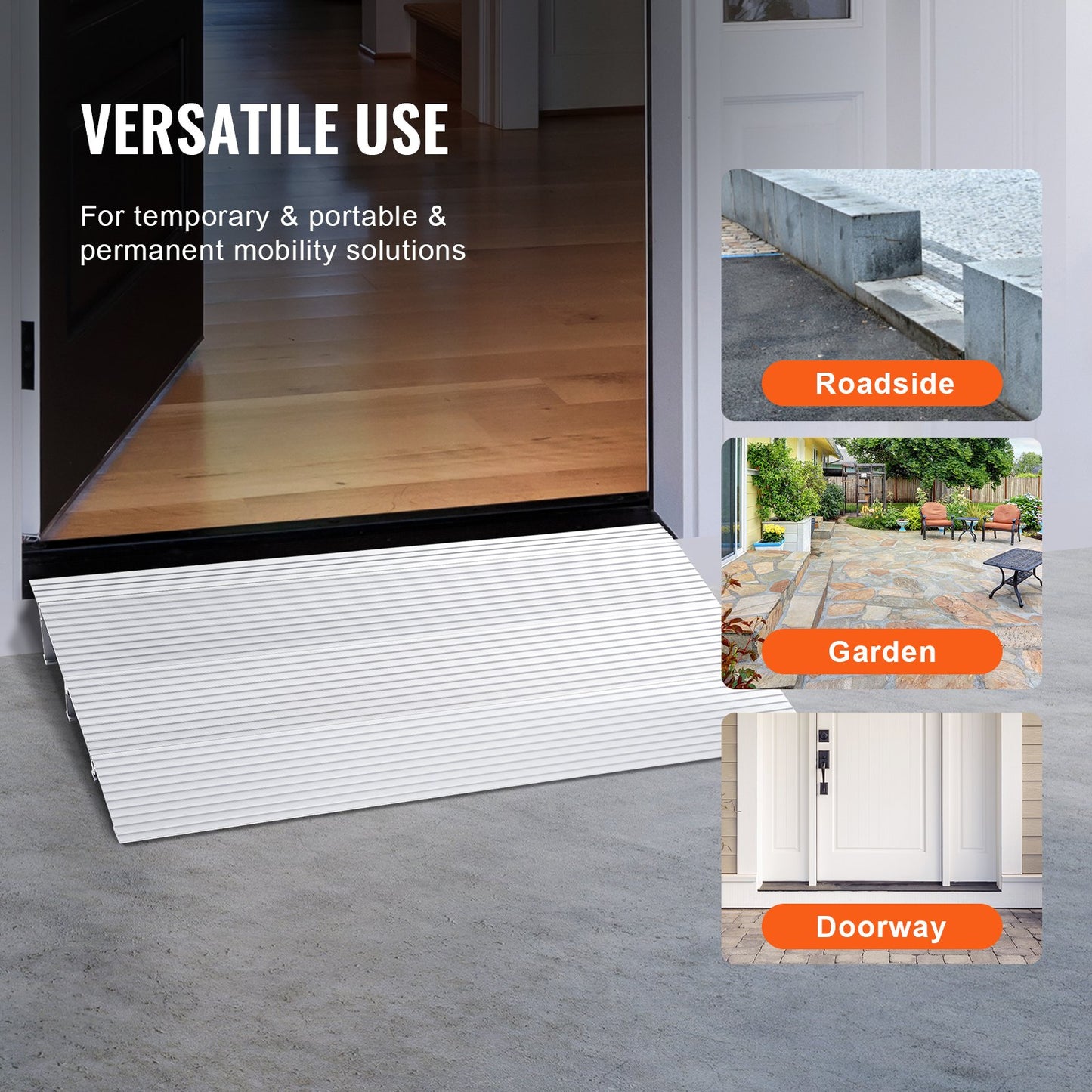 Door Threshold Ramp, 3" Rise, 800 lbs Load Capacity, Wheelchair Door Ramp, Aluminum Threshold Ramp for Doorways, Adjustable Modular Threshold Ramp for Wheelchairs, Scooters, Power Chairs