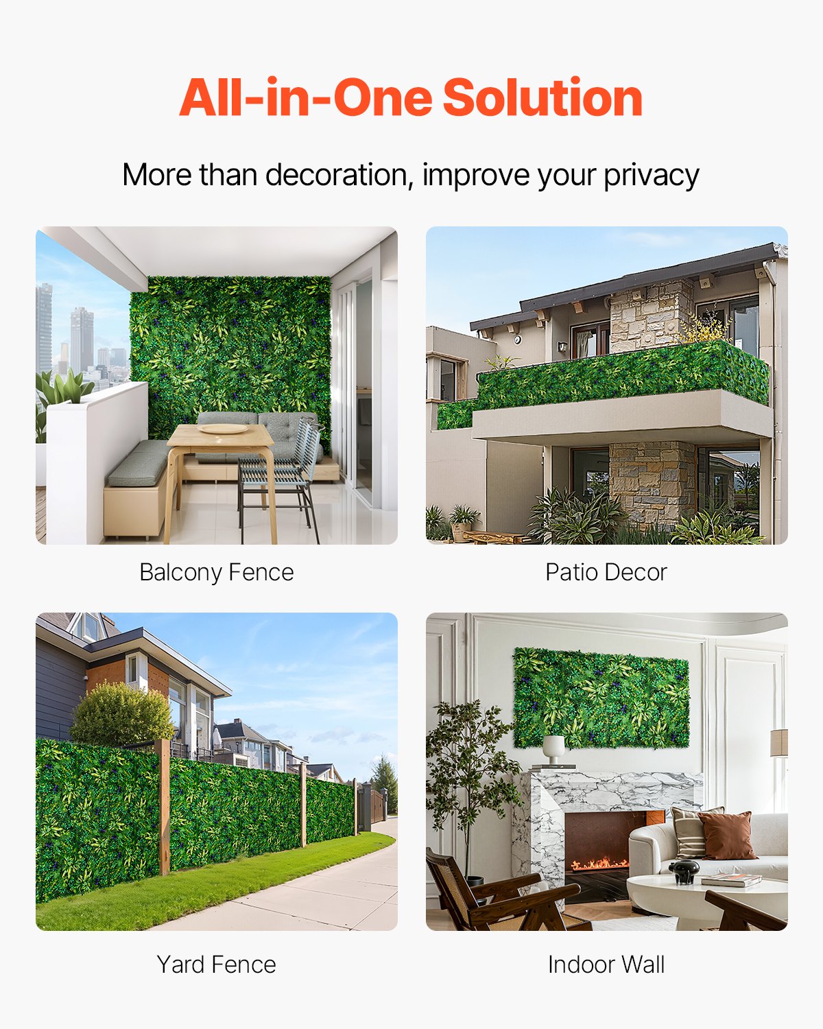 Artificial Grass Wall Panels 12 Pcs 20 x 20 Inch 3D Greenery for Interior Decoration