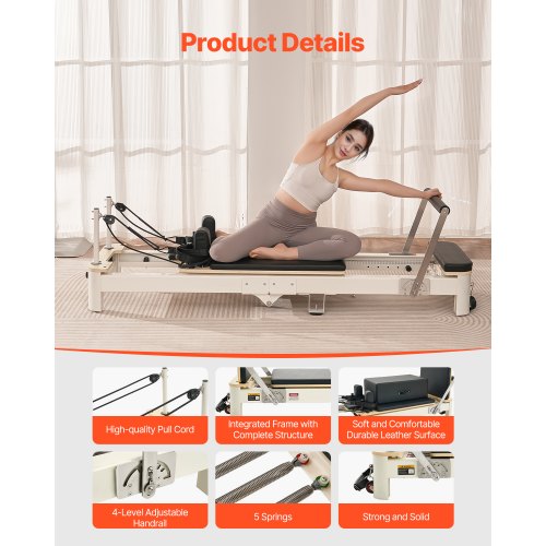 Foldable Pilates Reformer Pilates Machine Home Gym Exercise Equipment | EU