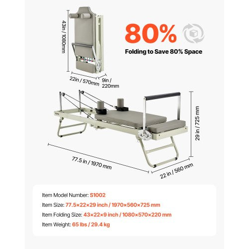 Foldable Pilates Reformer Pilates Machine Home Gym Träningsutrustning | EU
