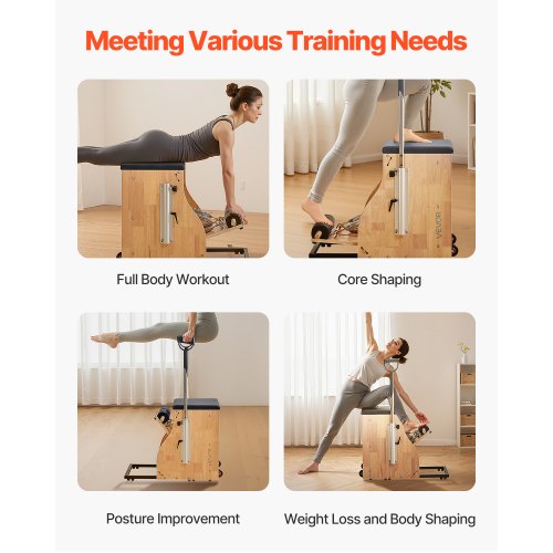 Pilatesstol Delad Pedal Stabilitetskombination Helkroppsträningsstolar Handtag | EU
