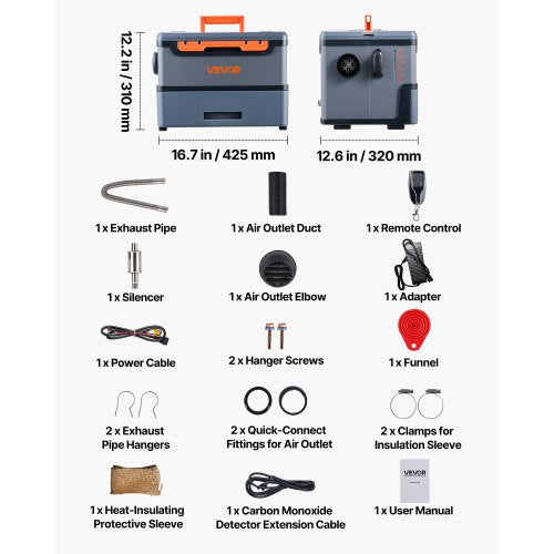 Dieselvärmare, 8KW, DC 12V/24V, Allt-i-ett Bärbar Dieselluftvärmare med Bluetooth APP-kontroll, Fjärrkontroll och LCD-skärm, 5 L Bränsletank för Lastbilar, Skåpbilar, Husbilar, Campers och Garage | EU