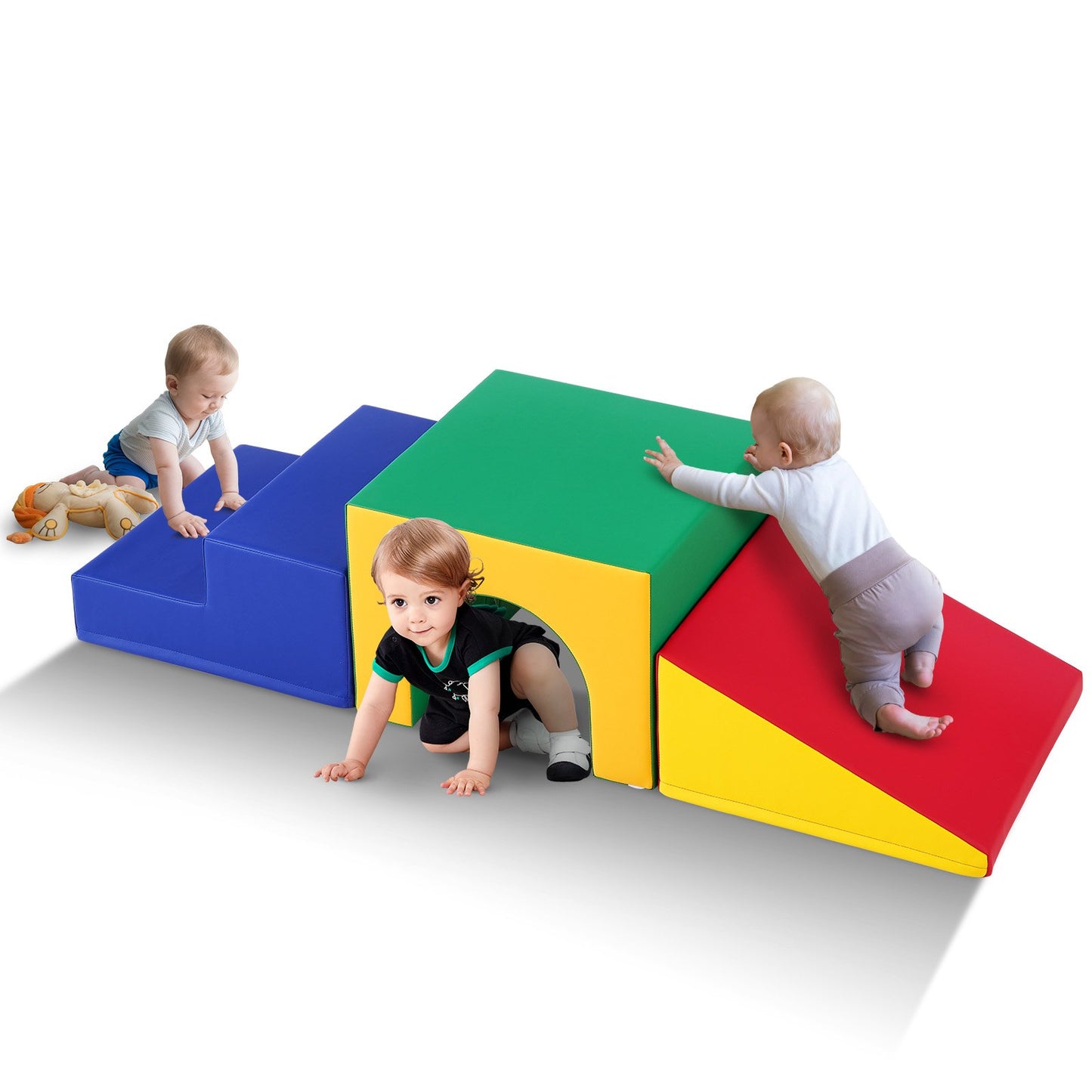 Simple Tunnel Climber, Kleinkinder-Spielset, Schaumstoff-Kletterblöcke für Kleinkinder, Kinder-Tunnellabyrinth mit Treppe und Rampe, Indoor für Kleinkinder und Vorschulkinder, leicht zu reinigen, 3-teilig (sortiert)