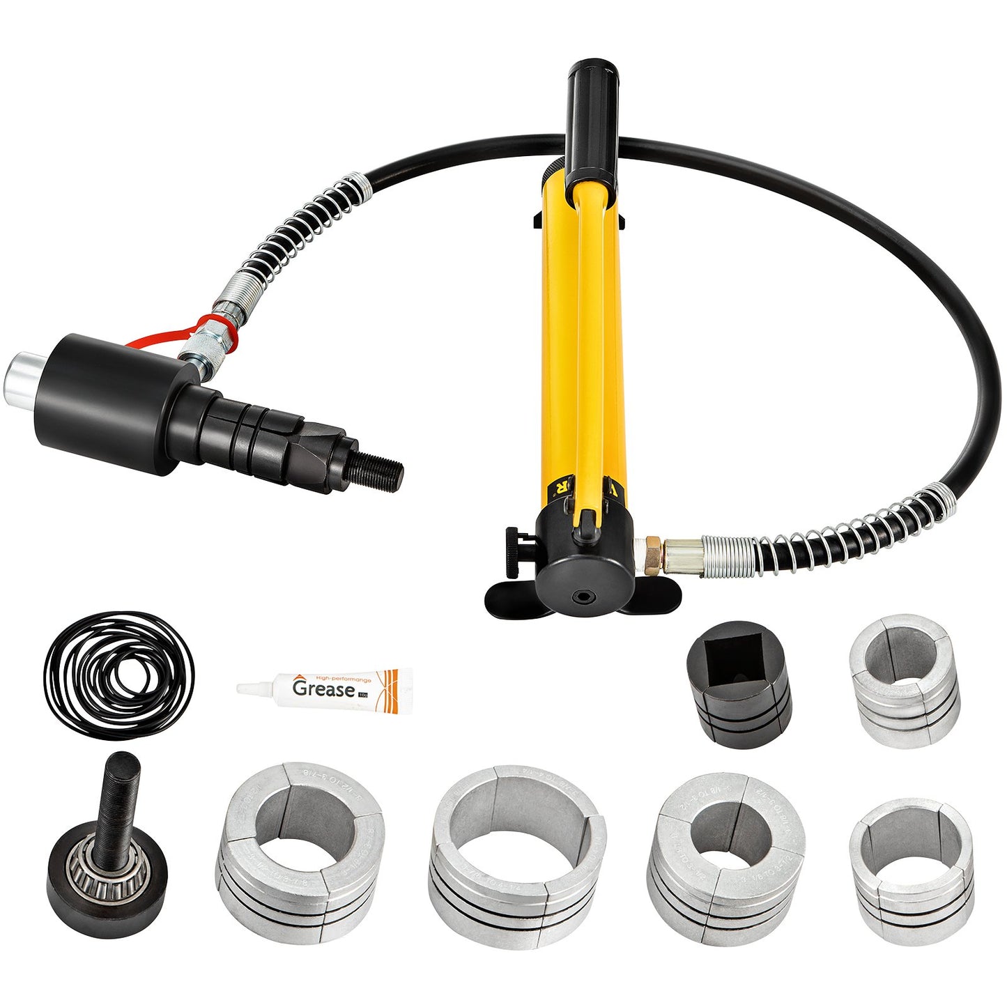 Hydraulischer Auspuffrohr-Aufweiter, 1-5/8" bis 4-1/4" Größe, 10T Manueller hydraulischer Rohrstrecker mit 4 Stanzern und 2 Aufbewahrungstaschen für Kupfer-, Aluminiumrohre bei der Autoreparatur