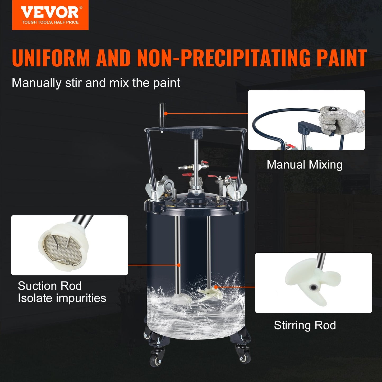 Spray Paint Pressure Pot Tank, 30L/8gal Air Paint Pressure Pot med manuell blandningsomrörare, läckagereparation tätningsmedel för industrin Heminredning Arkitektur Konstruktion Bilmålning, 70PSI Max