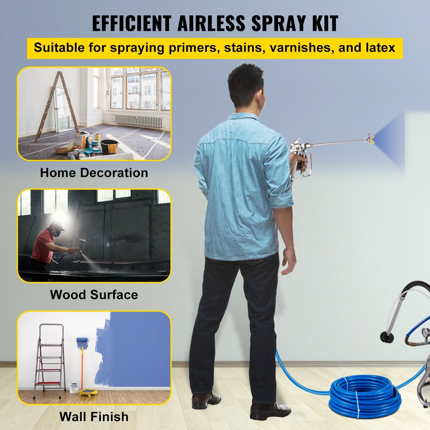 Airless-Farbspritzschlauch-Set, 15 m, 1/4 Zoll Drehgelenk, 3600 psi, mit 517-Spitze