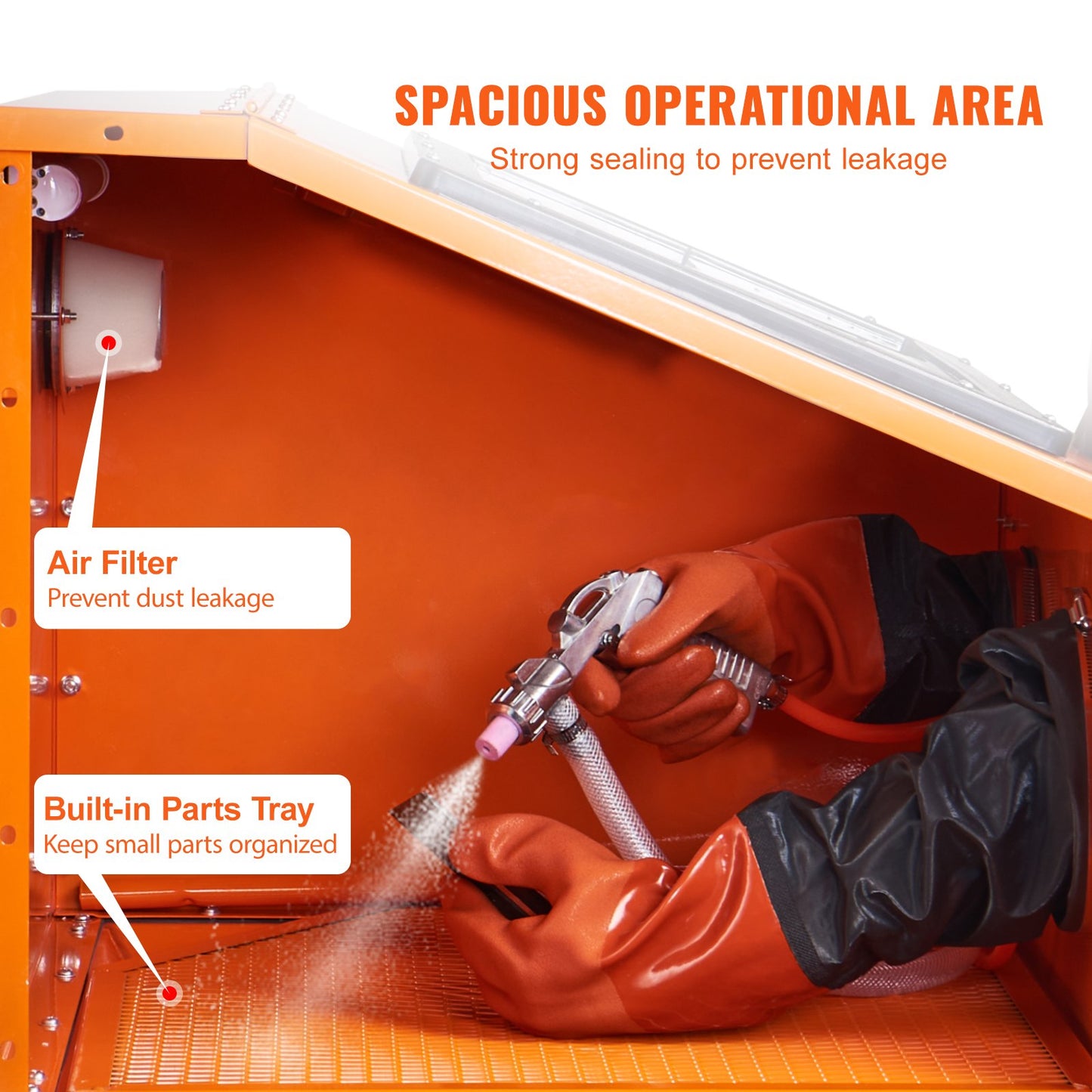 40 gallon sandblasting cabinet Benchtop cabinet with blasting gun 4 nozzle