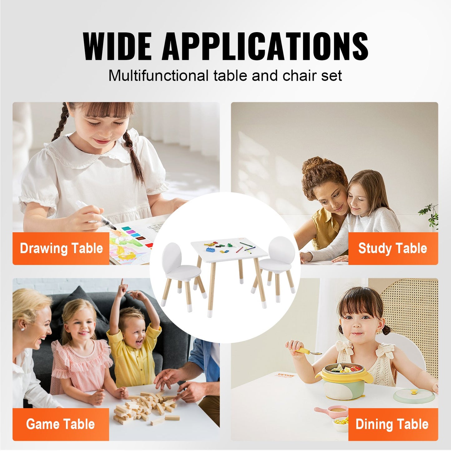 Kids bord och 2 stolar set, småbarn bord och stolar set, barn multiaktivitetsbord för konst, hantverk, läsning, lärande