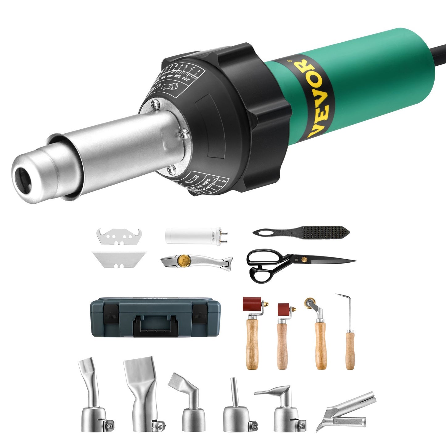 Varmluftsplastsvetsare 1600 W PVC TPO Vinyl Värmepistol Ficklampa & 17 tillbehör