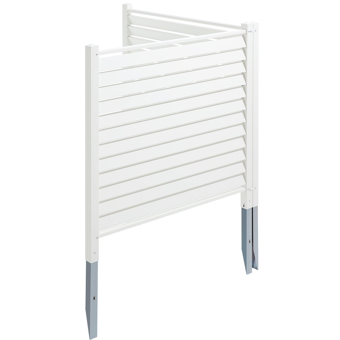 48" B x 48" H Vinylskyddsstängselpaneler, luftkonditioneringsstängsel, utomhusskyddsskärmar för papperskorgen, poolutrustningsskåp, sekretessskärmsats paneler med jalusi (2 paneler)