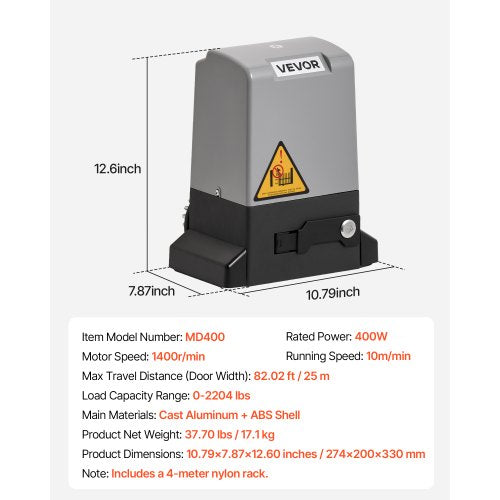 400W elektrisk skjutgrindsöppnare 900 kg kugghjulsspår infraröd sensor