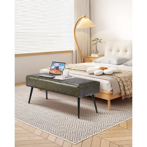 Sovrumsbänk i PU-läder med metallben Skobänk för entré Grön | EU