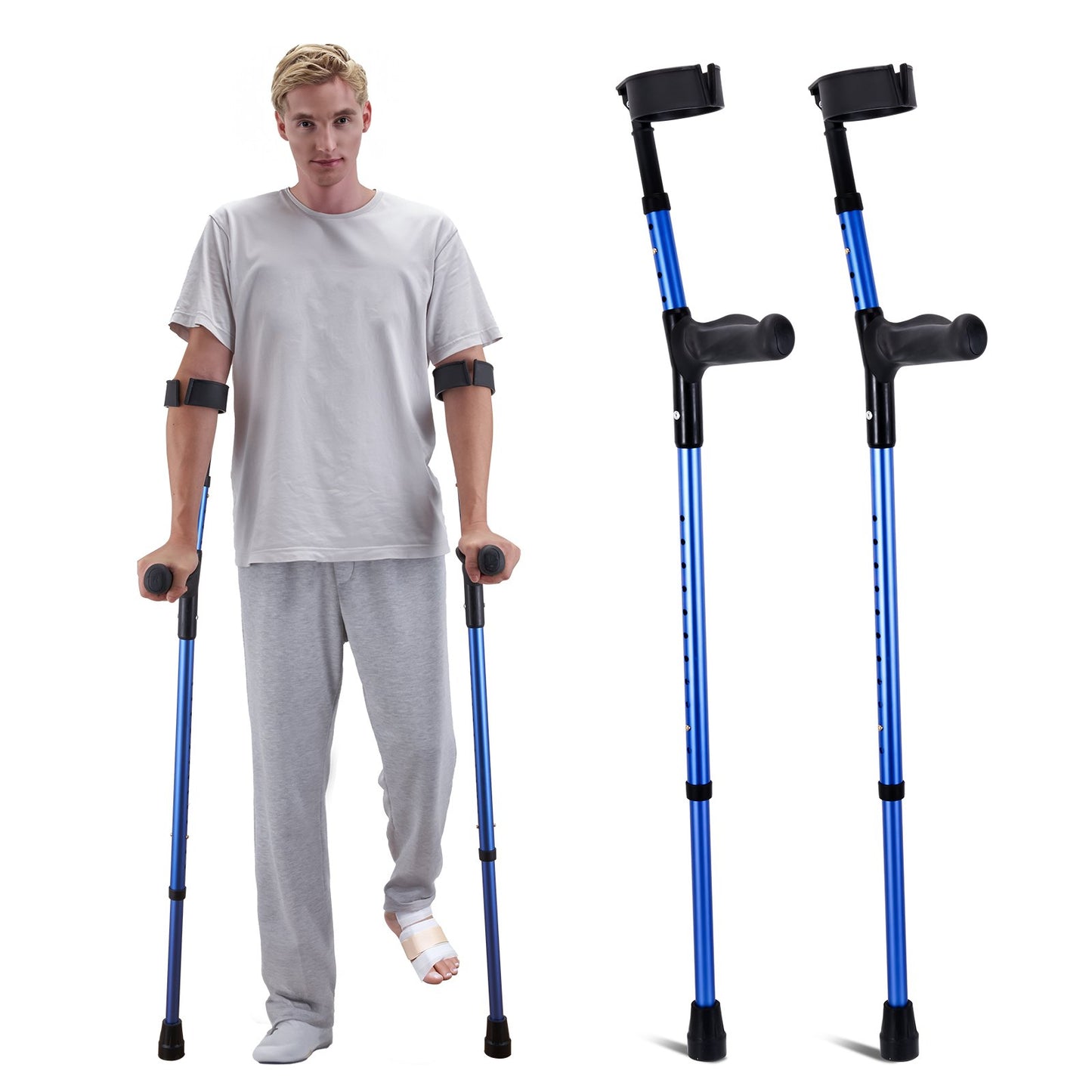 Underarmskryckor Gåkryckor i aluminium med justerbar höjd och manschetter