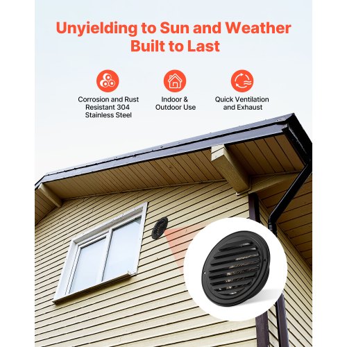 145 mm Rund Väggventilationsskydd Rostfritt Stål AC-ventil 2-pack Svart