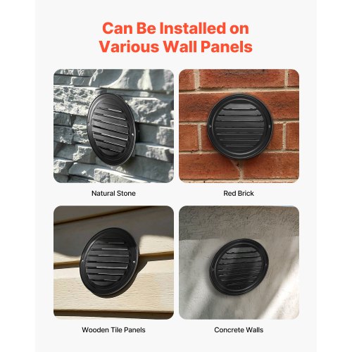145 mm Rund Väggventilationsskydd Rostfritt Stål AC-ventil 2-pack Svart