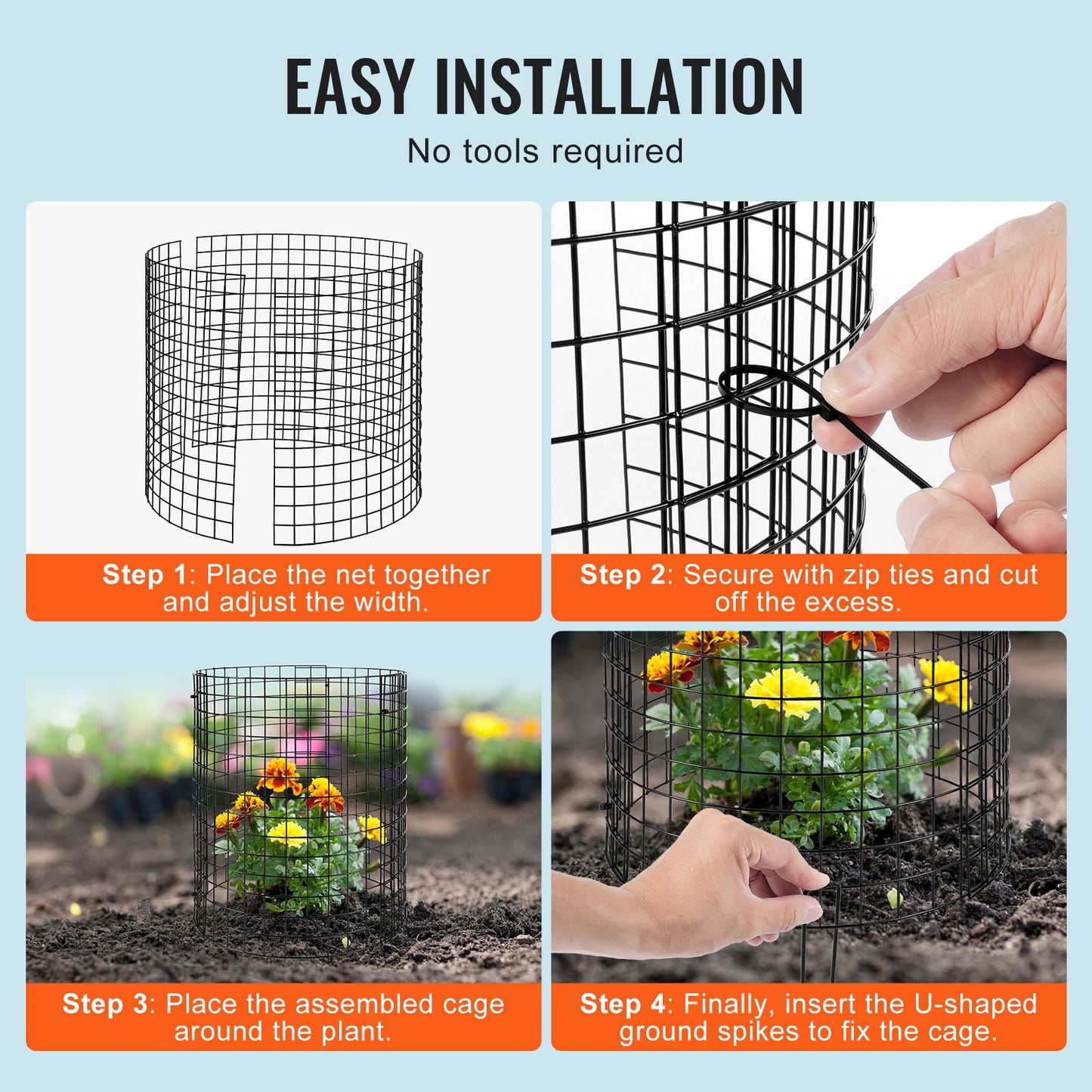 6-pack växtskydd från djur 12,6'' Dia. x 14'' H Metal Plant Cage