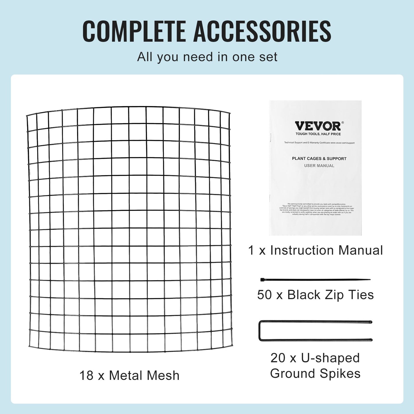 6-pack växtskydd från djur 12,6'' Dia. x 14'' H Metal Plant Cage