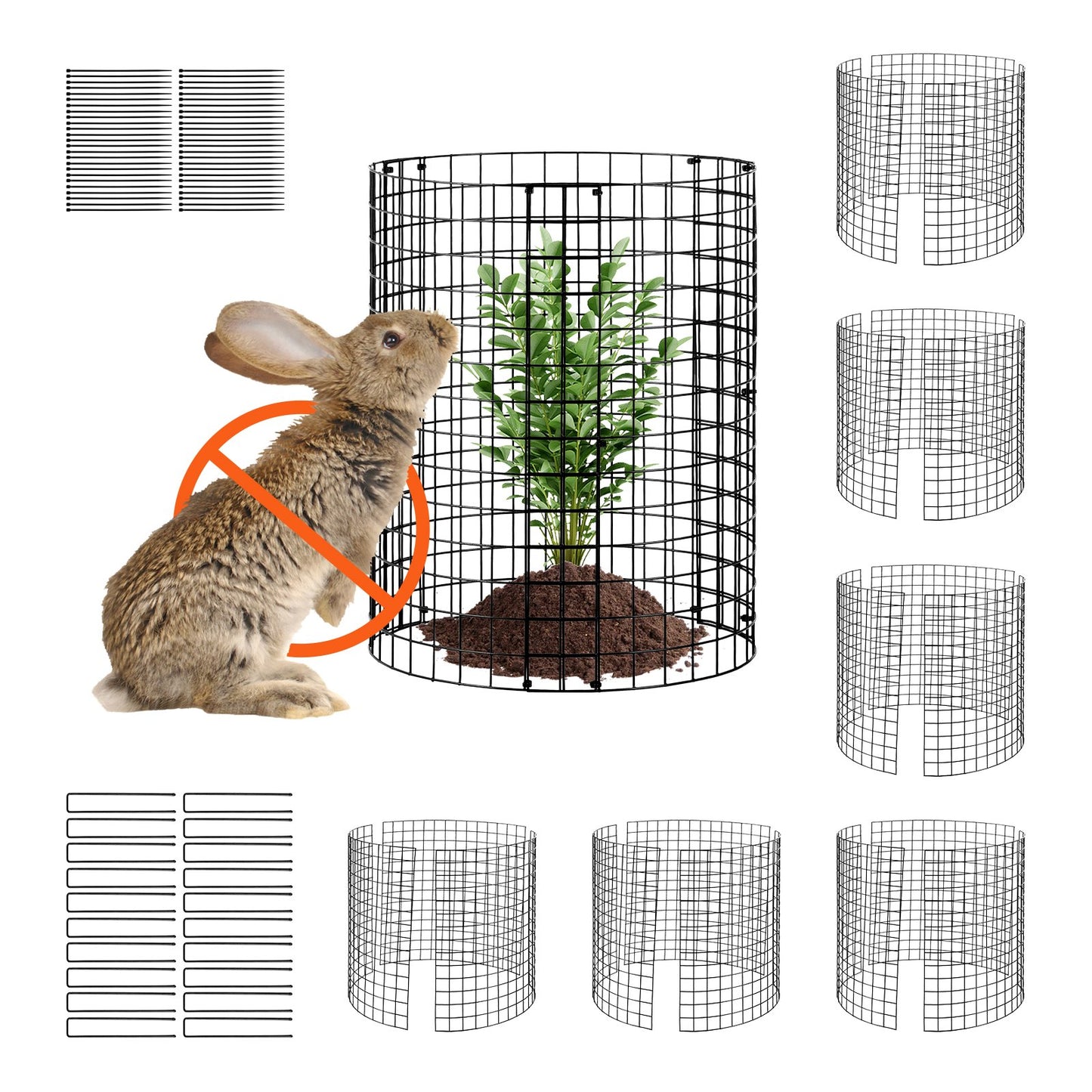 6-pack växtskydd från djur 12,6'' Dia. x 14'' H Metal Plant Cage