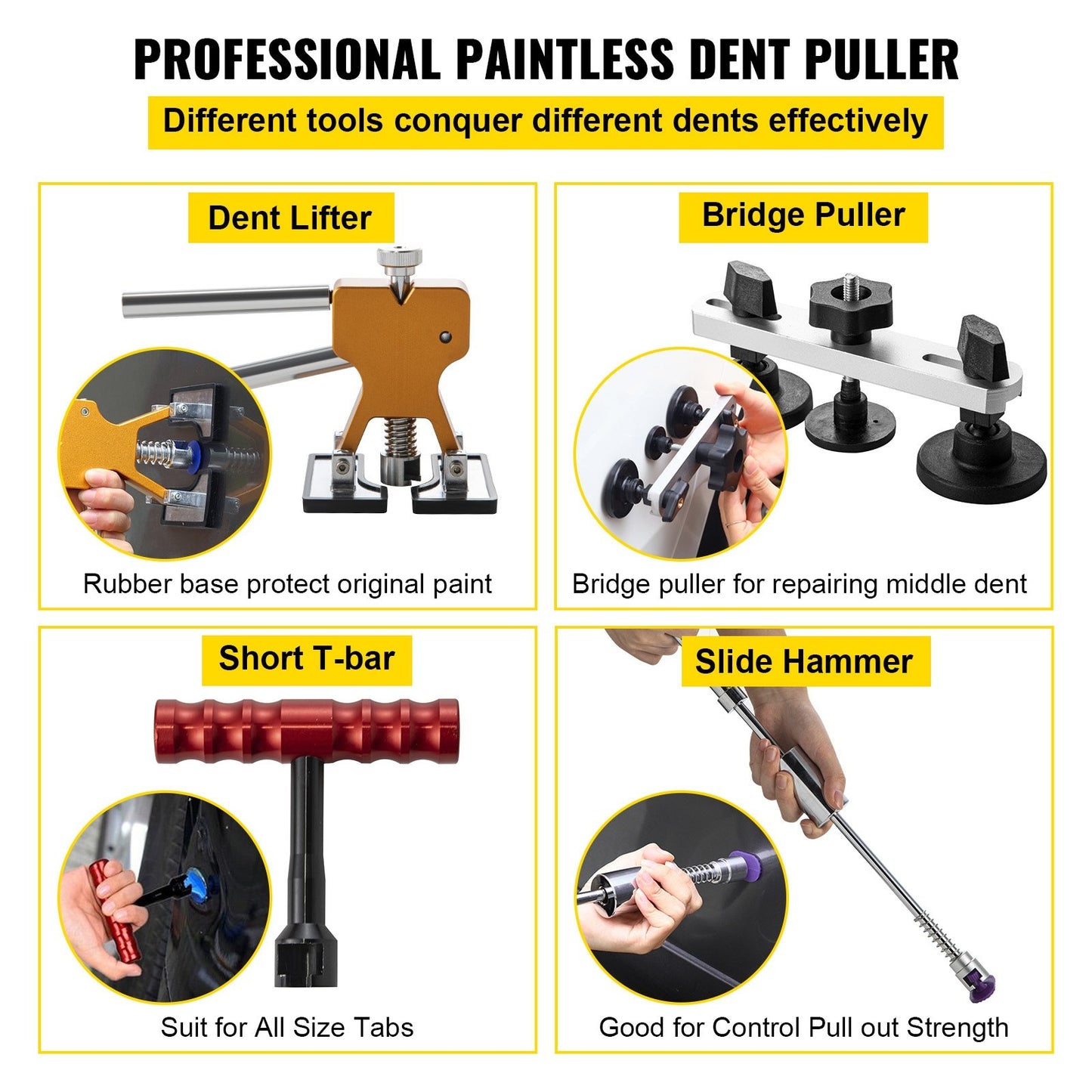 Dent removal tools, 89 pcs paintless dents, repair kit with led baffle plate for car dents, glue remover, dents for automatic dent removal, minor dents, doors and hail damage