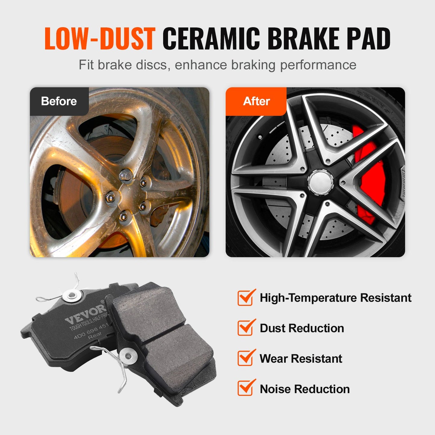 Rear Brake Kit Brake Rotors Brake Pad Replacement Kit for Audi A3(8P)