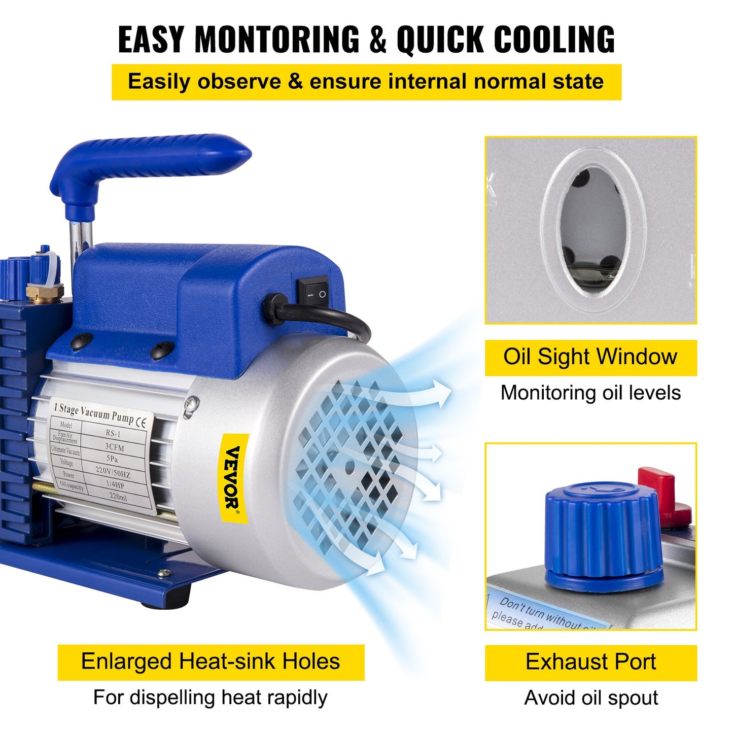 3 CFM 1/4HP Einstufige Vakuumpumpe, 3 Gallonen (13 Liter) Vakuumkammer-Kit, HVAC A/C-Kühlkit