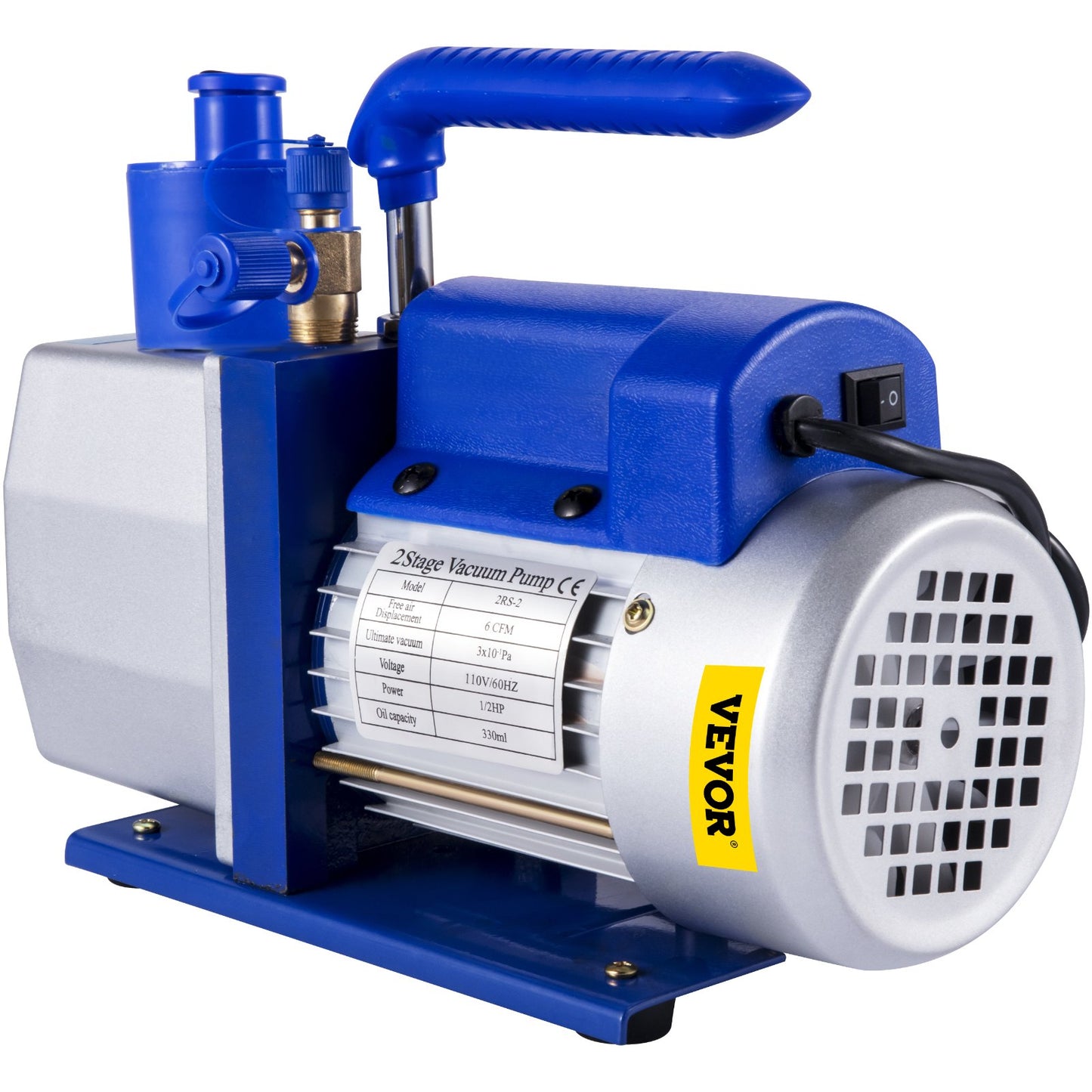 6 CFM 1/2 HP Refrigeration Vacuum Pump, 2 Stage Air Vacuum Pump AC Refrigeration Kit, Vacuum Forming Refrigeration Vacuum Packing, 1/2 HP HVAC Combo Air Conditioning Refrigeration