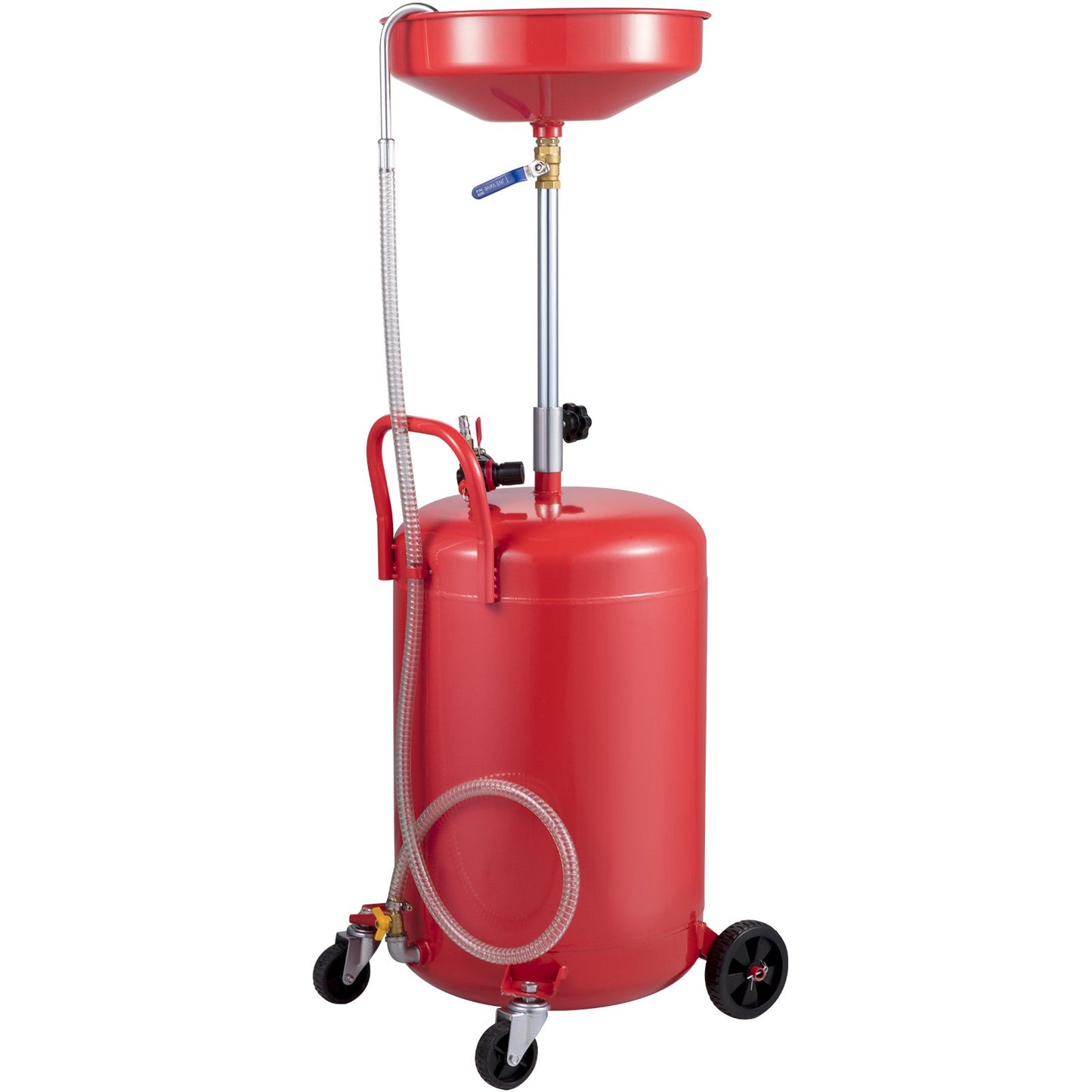 Spilloljeavtappningstank 20 gallon bärbar oljeavtappning Luftdriven dränering Oljebyte, oljeavtappningsbehållare, flytande bränsleöverföring Dränering Justerbar tratthöjd, med tryckregleringsventil
