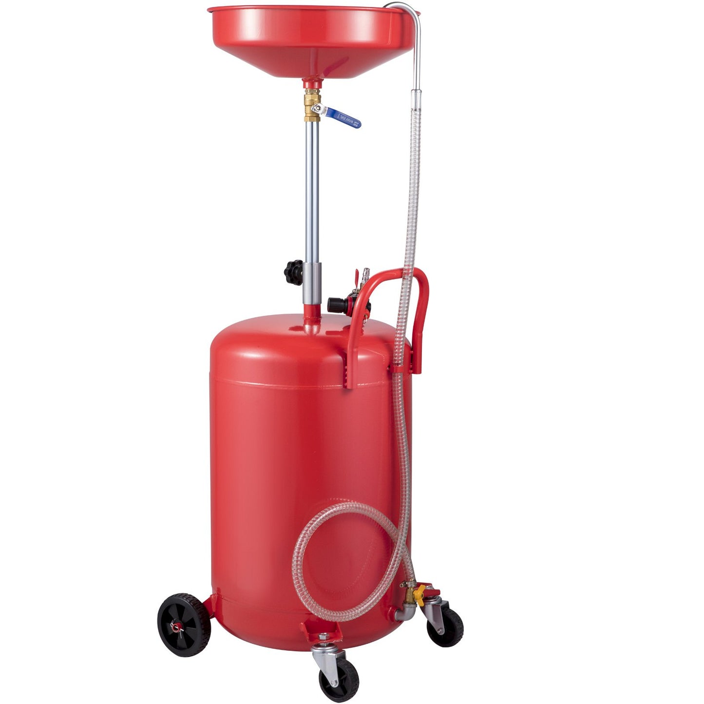 Spilloljeavtappningstank 20 gallon bärbar oljeavtappning Luftdriven dränering Oljebyte, oljeavtappningsbehållare, flytande bränsleöverföring Dränering Justerbar tratthöjd, med tryckregleringsventil