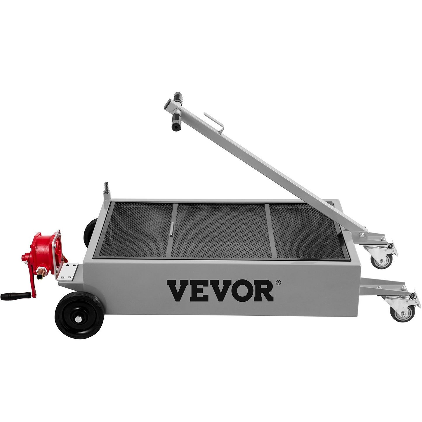 Oil Drain Pan 15 Gallon Oil Drain Tank, 57L Low Profile Oil Pan, Large Capacity Oil Change Pan, Foldable Hand, with Pump, Hose, Swivel Wheels Wheels for Car, SUV, Truck Oil Drain
