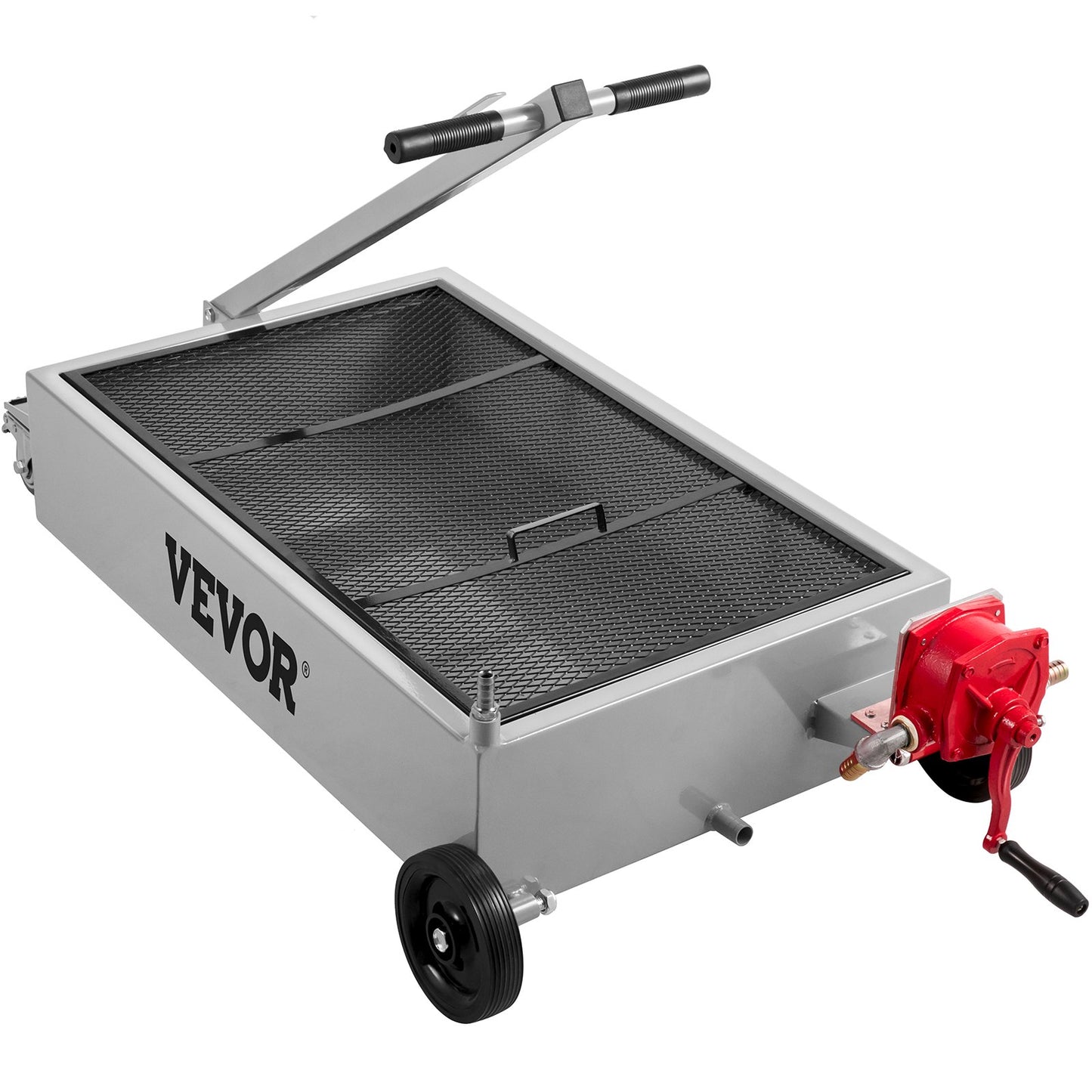 Oil Drain Pan 15 Gallon Oil Drain Tank, 57L Low Profile Oil Pan, Large Capacity Oil Change Pan, Foldable Hand, with Pump, Hose, Swivel Wheels Wheels for Car, SUV, Truck Oil Drain