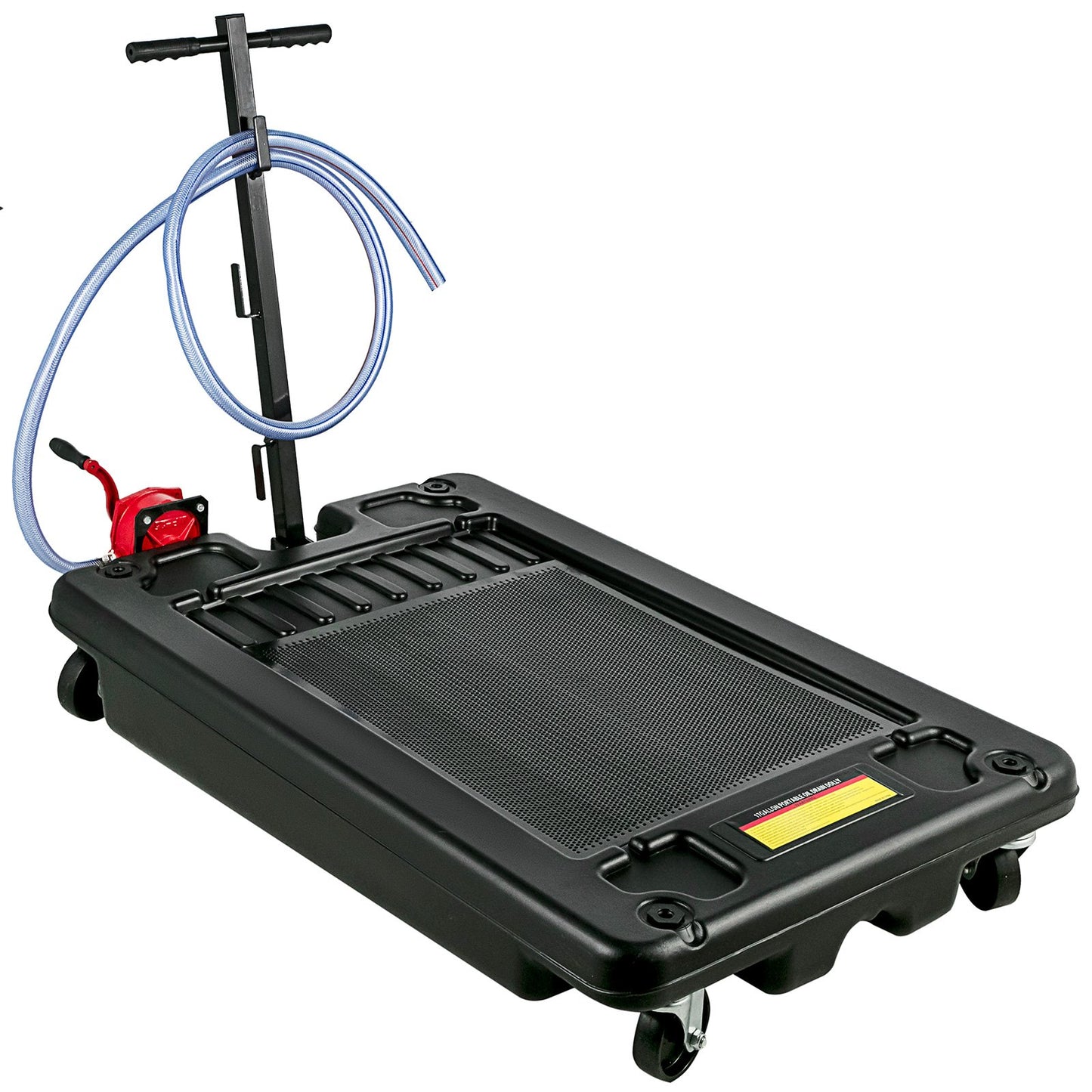 Portable Oil Drain Pan with Pump 64L Oil Drain Pan 17 Gallon Low Profile Oil Pan with 8' Hose for SUVs and Trucks