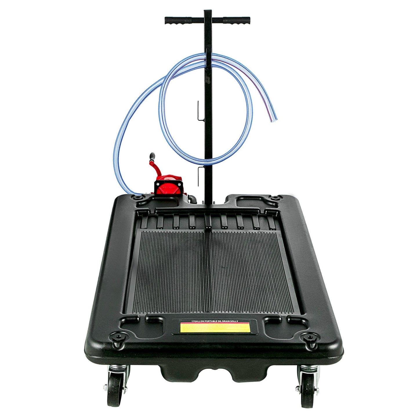 Portable Oil Drain Pan with Pump 64L Oil Drain Pan 17 Gallon Low Profile Oil Pan with 8' Hose for SUVs and Trucks