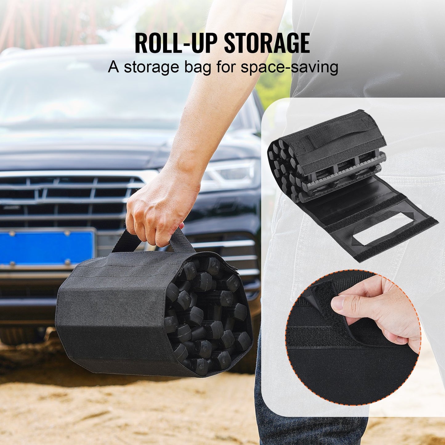 2PCS Traktion Boards mit TPR für Schlamm Schnee Sand Lagerung Taschen Kurze Schwarz