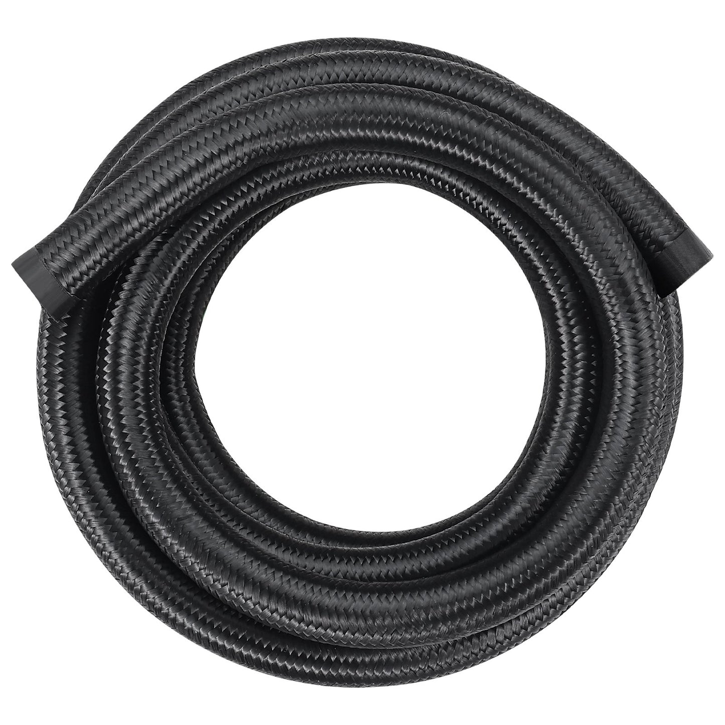10AN Bränsleledningssats, 10 FT bränsleslangsats, 0,55" nylon, rostfritt stål flätad bränsleledningssats för olja/gas/diesel slangände, med 7-ST svängbar adaptersats, svart