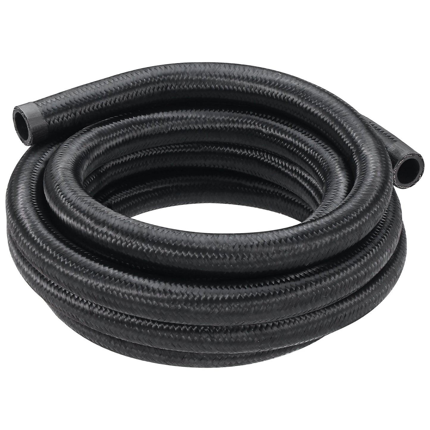 10AN Bränsleledningssats, 10 FT bränsleslangsats, 0,55" nylon, rostfritt stål flätad bränsleledningssats för olja/gas/diesel slangände, med 7-ST svängbar adaptersats, svart